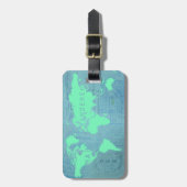 世界地図およびパスポートは押します(地図の放浪者) ラゲッジタグ (正面縦)