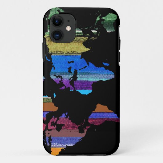 世界地図とカラーストライプ Case-Mate iPhoneケース (裏面)