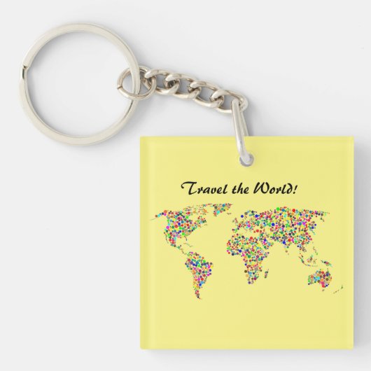 世界地図と世界旅行 キーホルダー (正面)