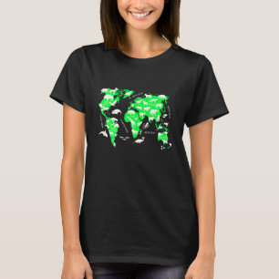 世界地図と動物の収集場所(教育用) Tシャツ