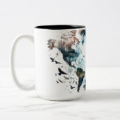 世界地図と動物マグの二重露出 ツートーンマグカップ (左)