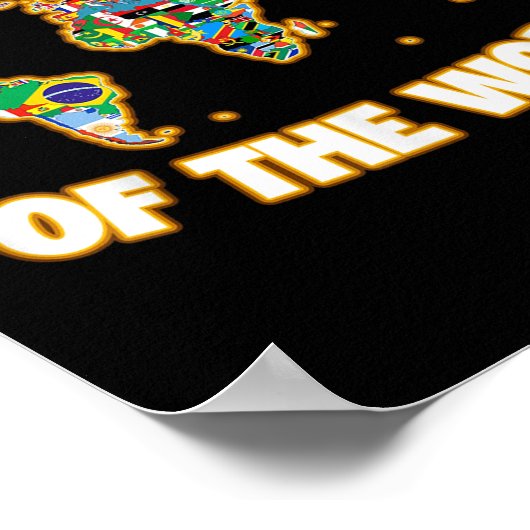 世界地図と旅行に出かけよう各国の国旗 ポスター (角)