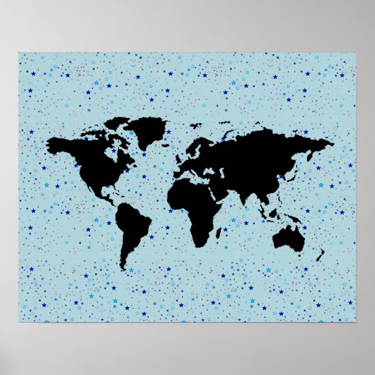 世界地図と星 ポスター (正面)