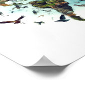 世界地図と森のポスターの二重公開 ポスター (角)