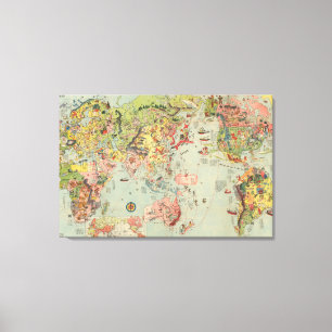 世界地図と見る – ワールドエアルート キャンバスプリント