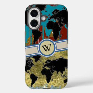 世界地図にイニシャルを加えて下さい iPhone 16ケース