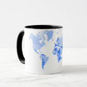 世界地図のしわにされた淡いブルー マグカップ (正面左)