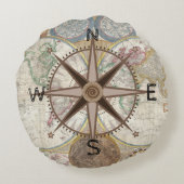 世界地図のコンパス面図 ラウンドクッション (裏面)