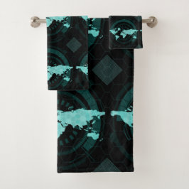 世界地図のシルエット バスタオルセット