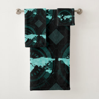 世界地図のシルエット バスタオルセット