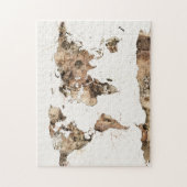 世界地図のセピア色の水彩画の地図 ジグソーパズル (縦)