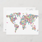 世界地図のネコの地図 ポストカード (正面/裏面)