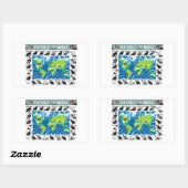 世界地図のハゲワシ 長方形シール (シート)