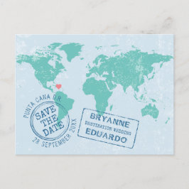世界地図の保存日付の郵便はがき編集可能色 案内ポストカード