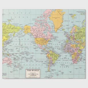 世界地図の包装紙 ラッピングペーパー