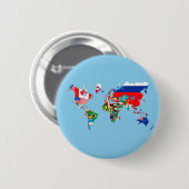 世界地図の国旗記号のシルエット 缶バッジ (正面&裏面)