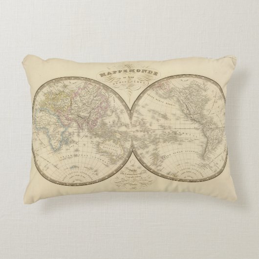 世界地図の地図 アクセントクッション (正面)
