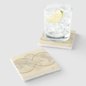 世界地図の地図 ストーンコースター (横)