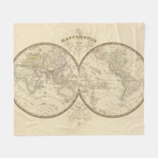 世界地図の地図 フリースブランケット (正面(横))