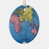 世界地図の地球のヴィンテージ1915の地図 セラミックオーナメント (右)