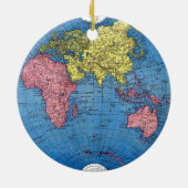 世界地図の地球のヴィンテージ1915の地図 セラミックオーナメント (裏面)