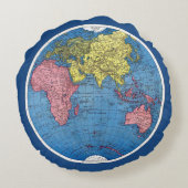 世界地図の地球のヴィンテージ1915の地図 ラウンドクッション (裏面)