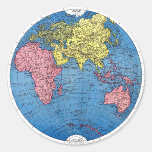 世界地図の地球のヴィンテージ1915の地図 ラウンドシール