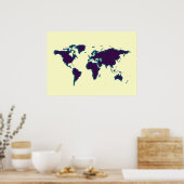 世界地図の壁の装飾 ポスター (キッチン)