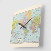 世界地図の壁時計 スクエア壁時計 (傾斜)