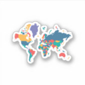 世界地図の小さなステッカー シール (正面)