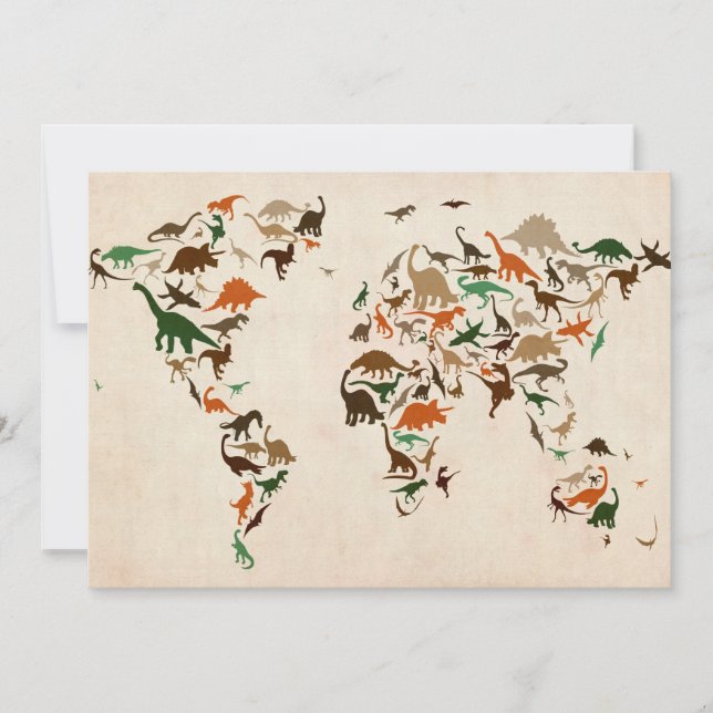 世界地図の恐竜の地図 (正面)