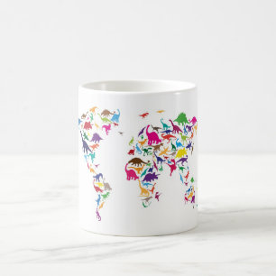 世界地図の恐竜の地図 コーヒーマグカップ