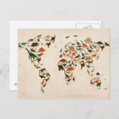 世界地図の恐竜の地図 ポストカード (正面/裏面)