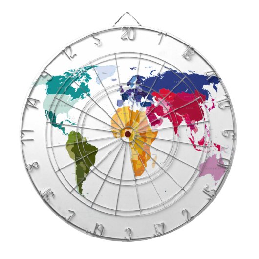 世界地図の投げ矢板 ダーツボード (正面)
