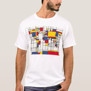世界地図の抽象芸術のモンドリアンのスタイル Tシャツ
