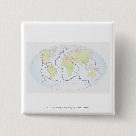 世界地図の提示プレートの差益 缶バッジ (正面)