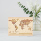 世界地図の政治地図 ポストカード (スタンド正面)