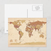 世界地図の政治地図 ポストカード (正面/裏面)