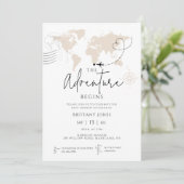 世界地図の旅の冒険がベビーシャワーを始める 招待状 (スタンド正面)