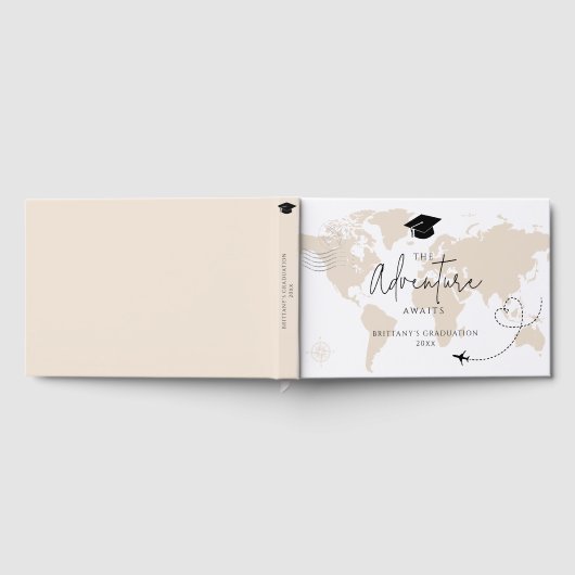 世界地図の旅行の冒険が始まる卒業 ゲストブック (全面)