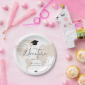 世界地図の旅行の冒険が始まる卒業 ペーパープレート (パーティー)