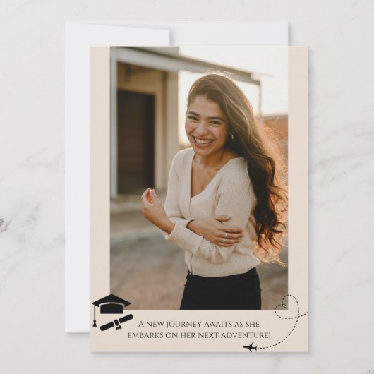 世界地図の旅行の冒険が始まる卒業 案内状 (裏面)