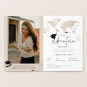 世界地図の旅行の冒険が始まる卒業 箔カード (内部)