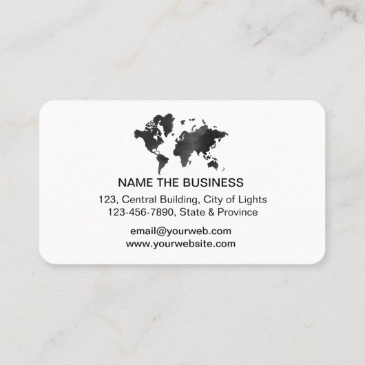 世界地図の旅行代理店の水彩画の観光事業の予約 名刺 (裏面)