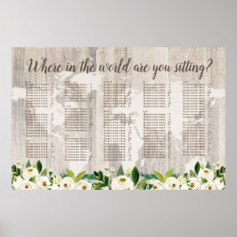 世界地図の木素朴の座席表の場所 ポスター