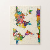 世界地図の水彩画の地図 ジグソーパズル (縦)
