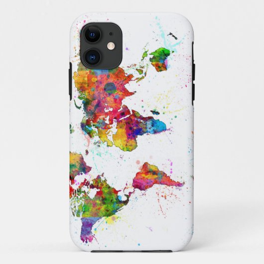 世界地図の水彩画の地図 Case-Mate iPhoneケース (裏面)