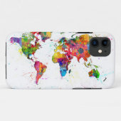 世界地図の水彩画の地図 Case-Mate iPhoneケース (裏面(横))