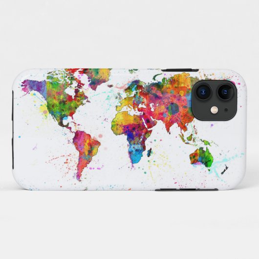 世界地図の水彩画の地図 Case-Mate iPhoneケース (裏面(横))