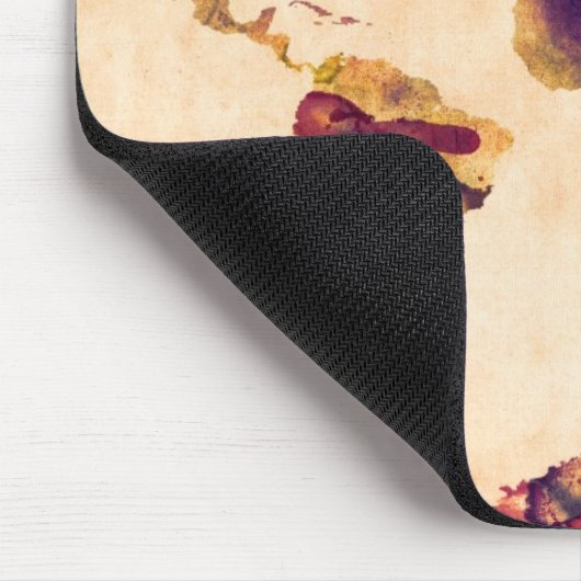 世界地図の水彩画の絵画の地図 マウスパッド (コーナー)